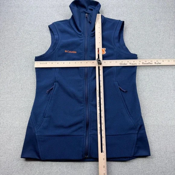 Auburn University Tigers Columbia Fleece Vest Sz M Blue‎ Full Zip Pockets - Picture 7 of 13